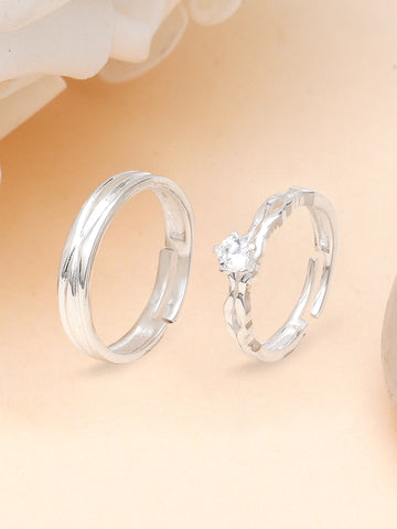 KUNUZ 925 Sterling Silver Adjustable Couple Rings