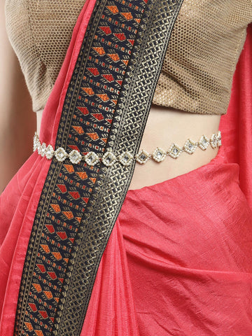 Gold Plated Kundan Studded Beaded Kamarbandh