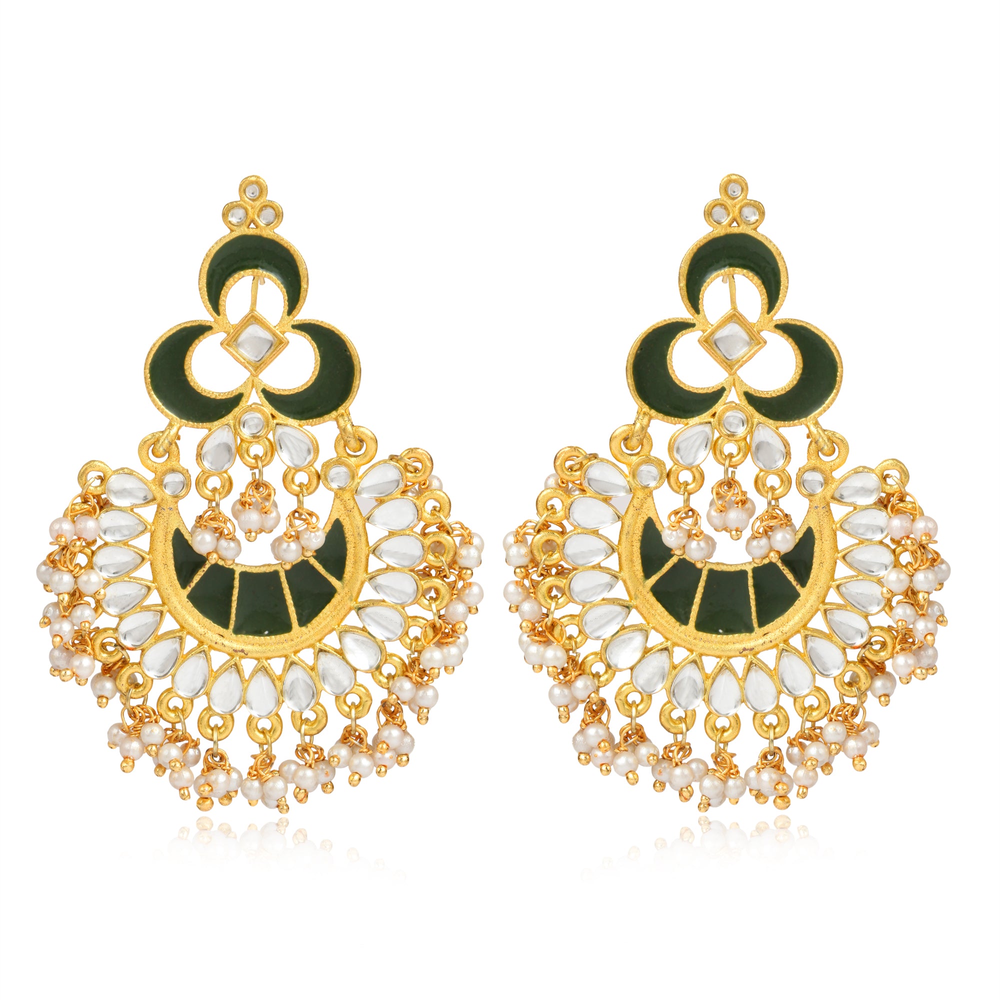 GoldPlated Fashion German Chandbali Hook Dangler Stylish Fancy Party Wear Earrings For Women - Image 1