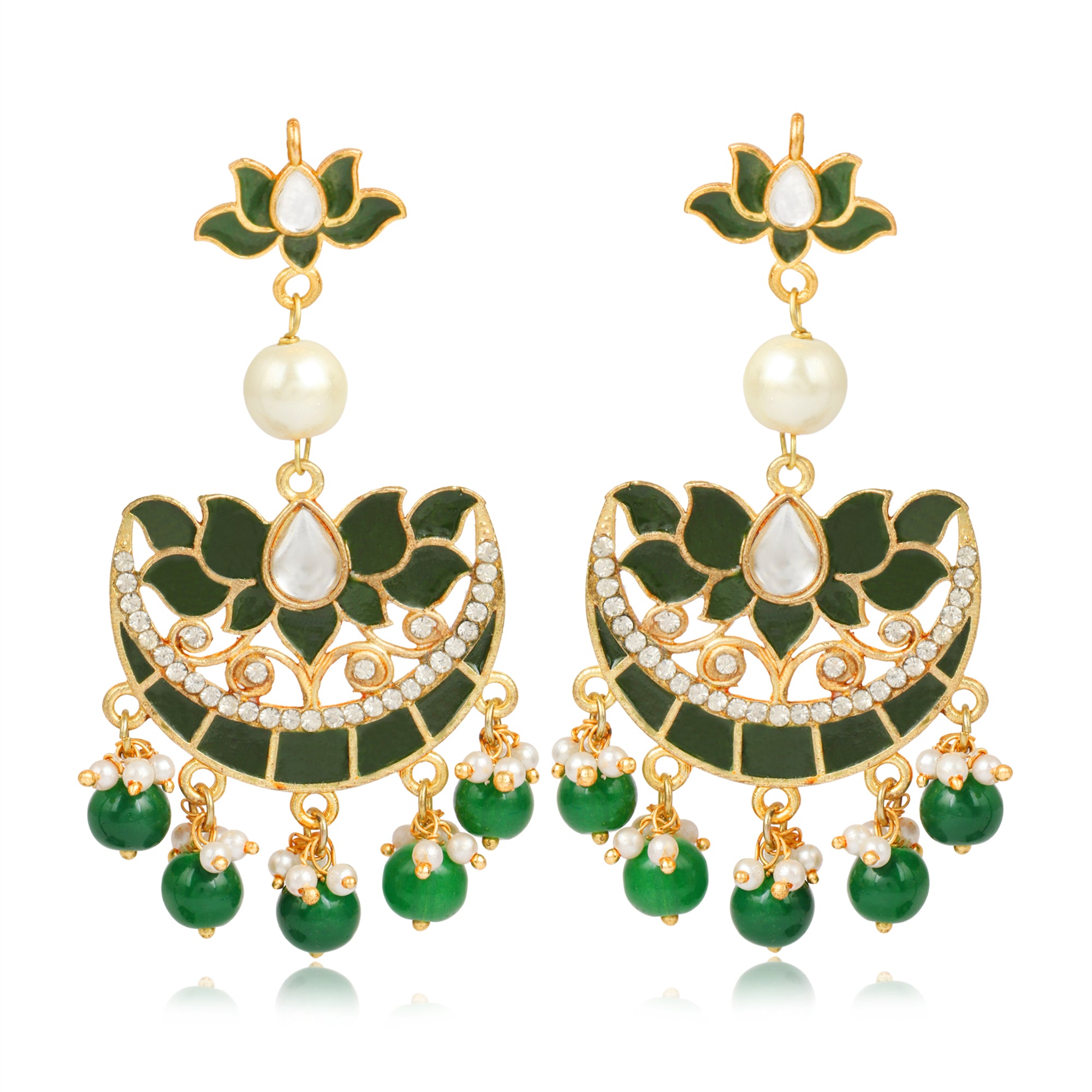 GoldPlated Fashion German Chandbali Hook Dangler Stylish Fancy Party Wear Earrings For Women - Image 1