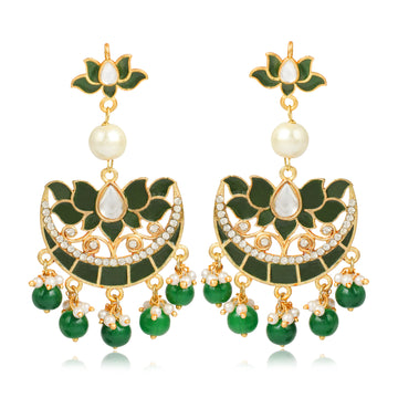 GoldPlated Fashion German Chandbali Hook Dangler Stylish Fancy Party Wear Earrings For Women