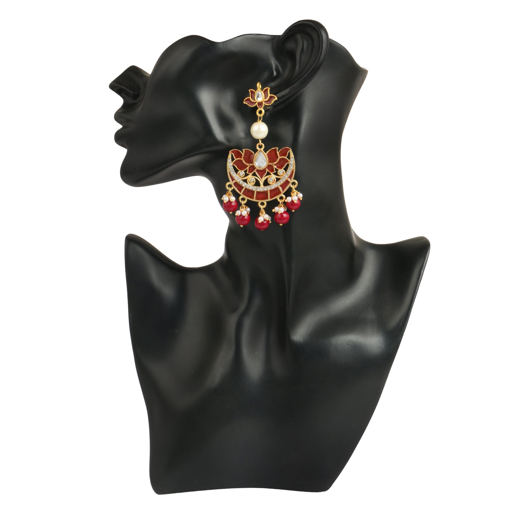 GoldPlated Fashion German Chandbali Hook Dangler Stylish Fancy Party Wear Earrings For Women - view 4