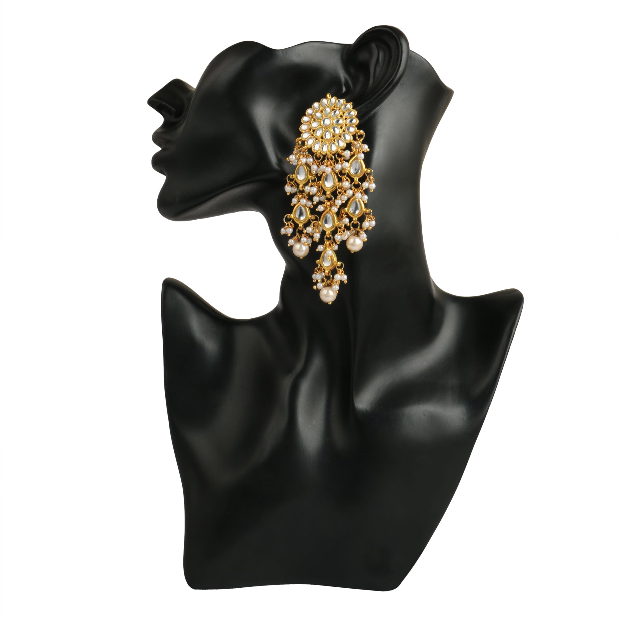 GoldPlated Fashion German Dangler Stylish Fancy Party Wear Tassel Earrings - view 5