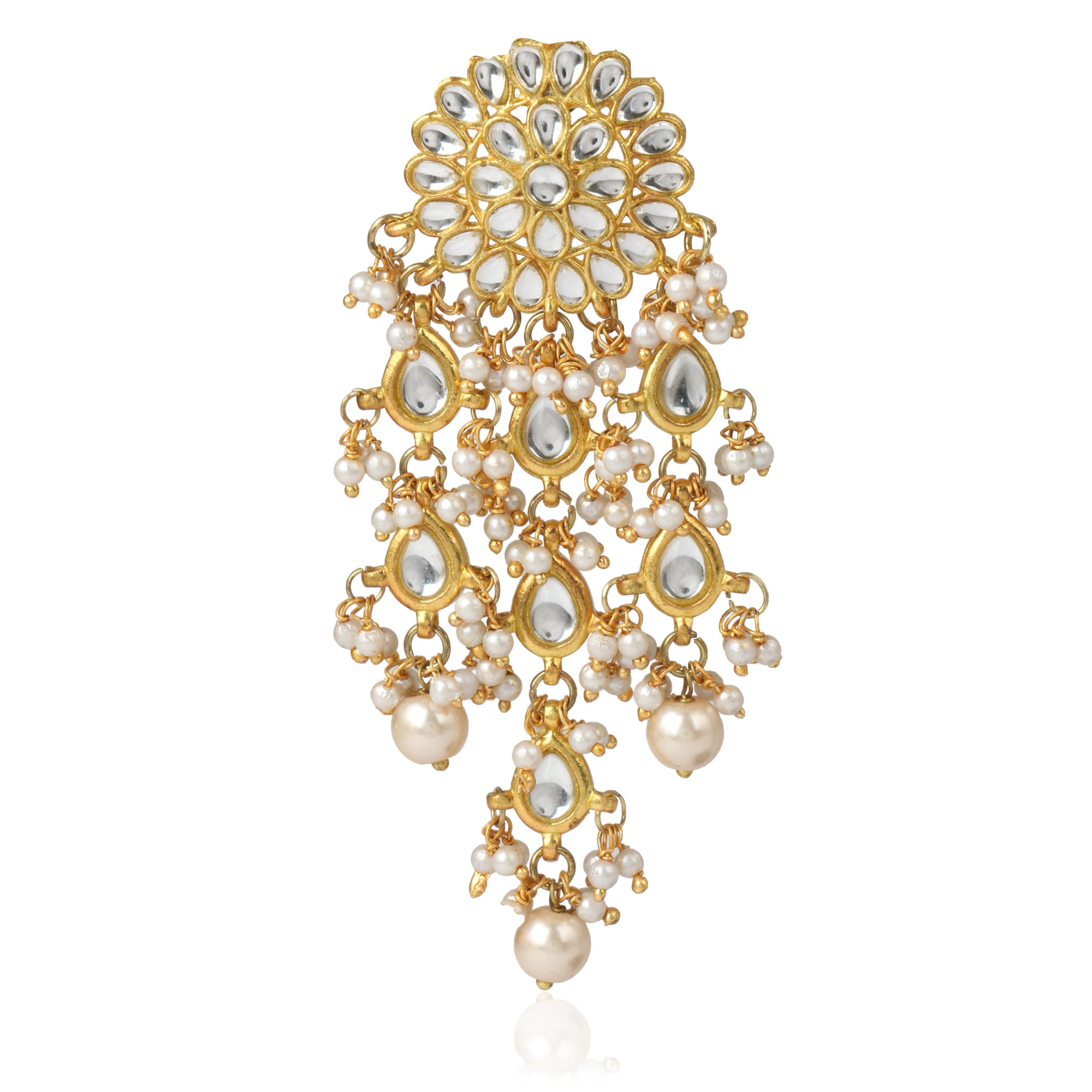 GoldPlated Fashion German Dangler Stylish Fancy Party Wear Tassel Earrings - view 4