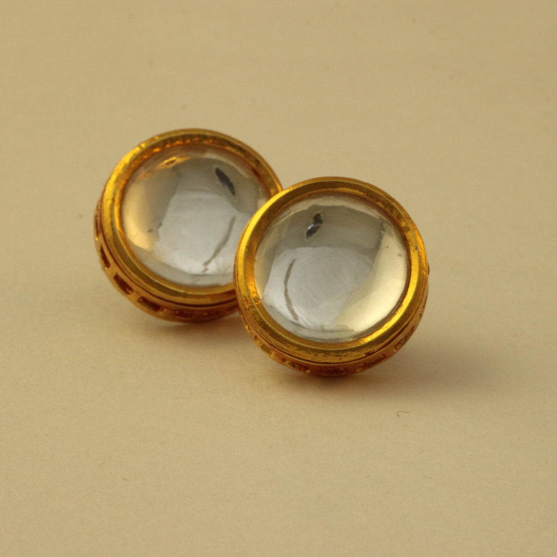 Traditional Gold Plated Polki Kundan Stud Earrings