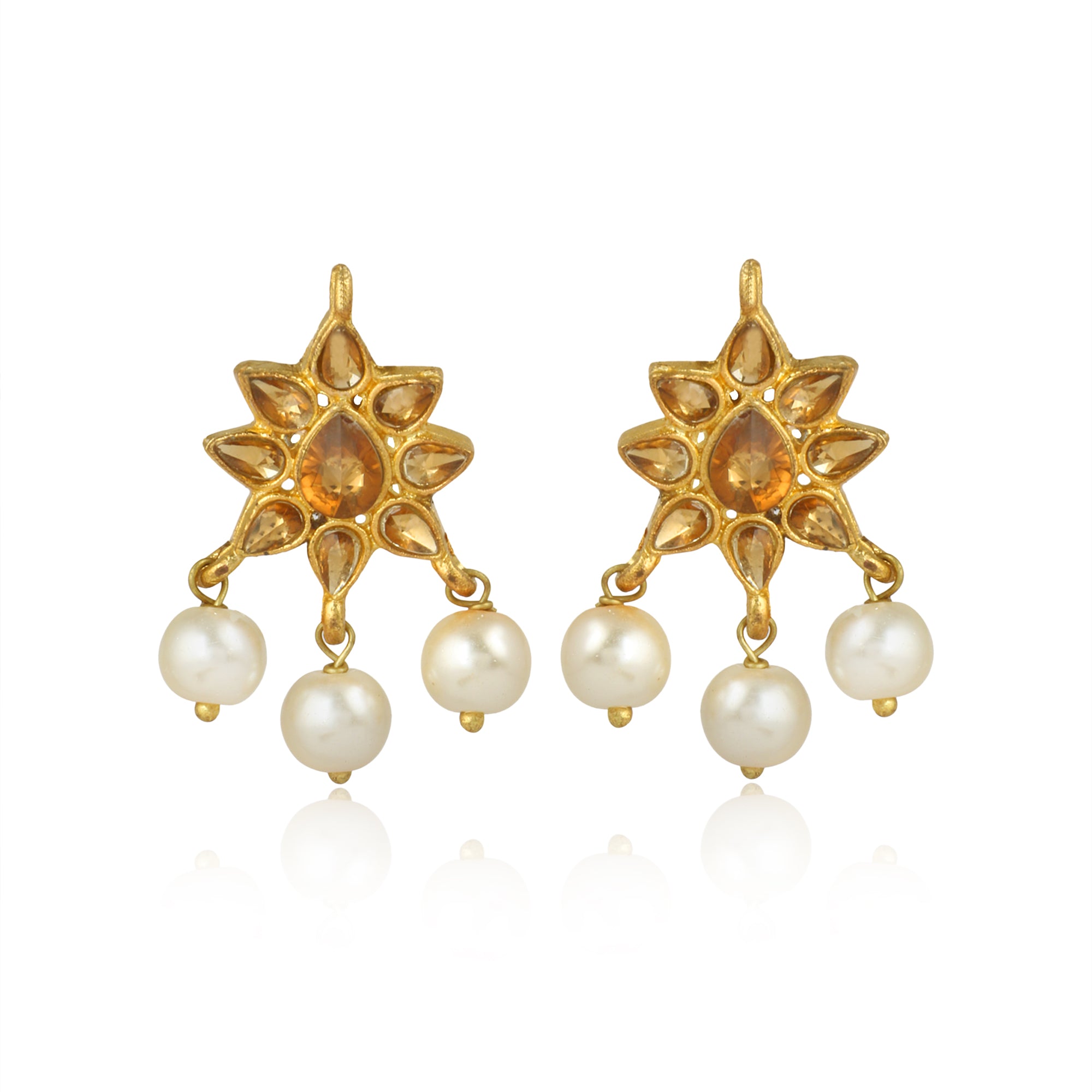GoldPlated Kundan Stylish Fancy Party Wear Stud Earrings For Women - Image 1