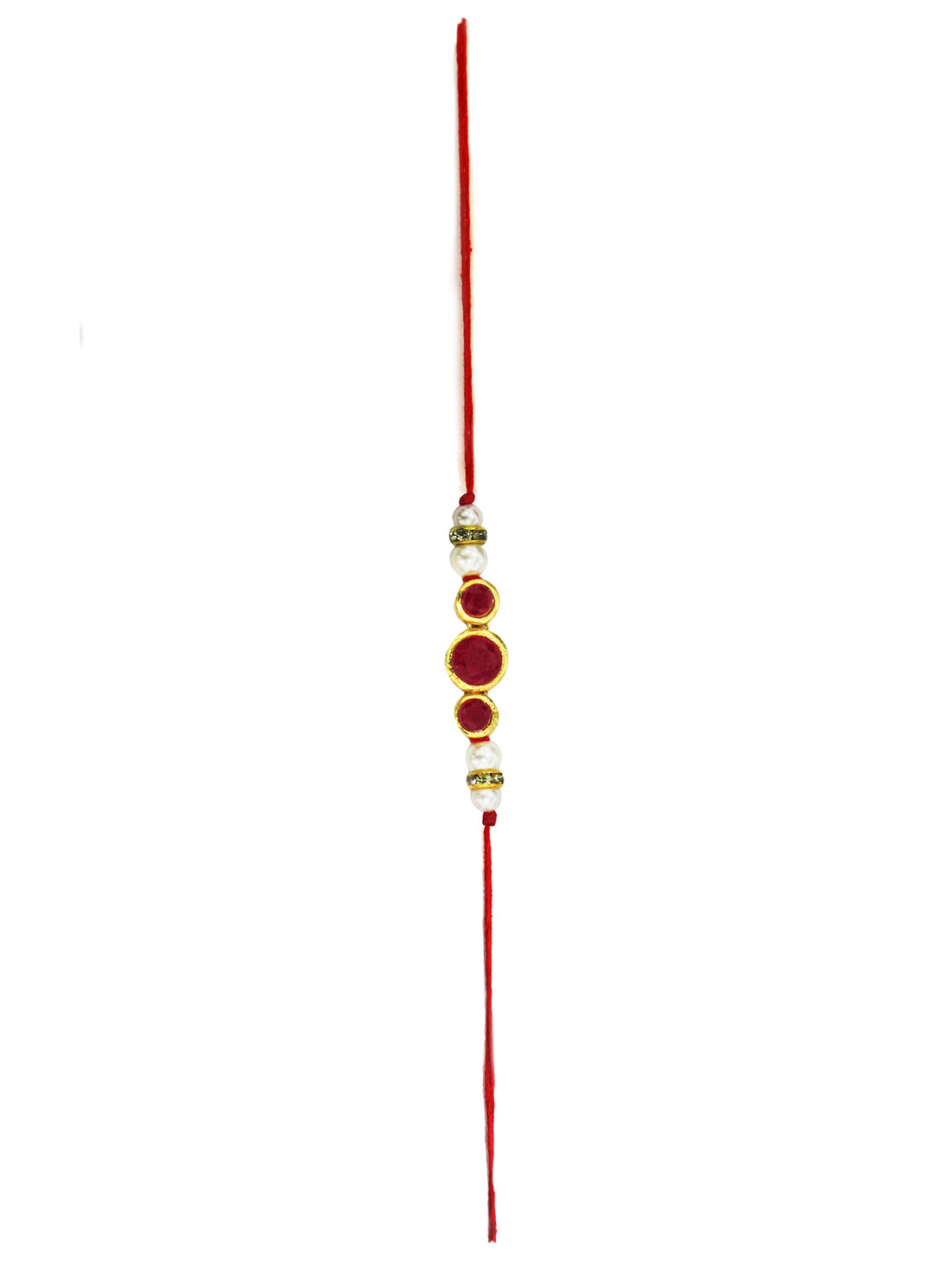 Set of 2 Gold Plated Handmade Kundan Bhaiya Bhabhi Rakhi Combo