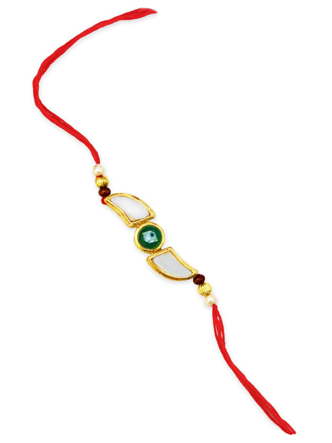 Set of 2 Gold Plated Handmade Kundan Bhaiya Bhabhi Rakhi Combo