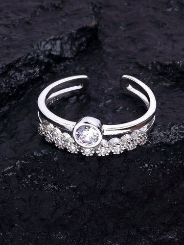 Platinum Plated Elegant Adjustable Ring