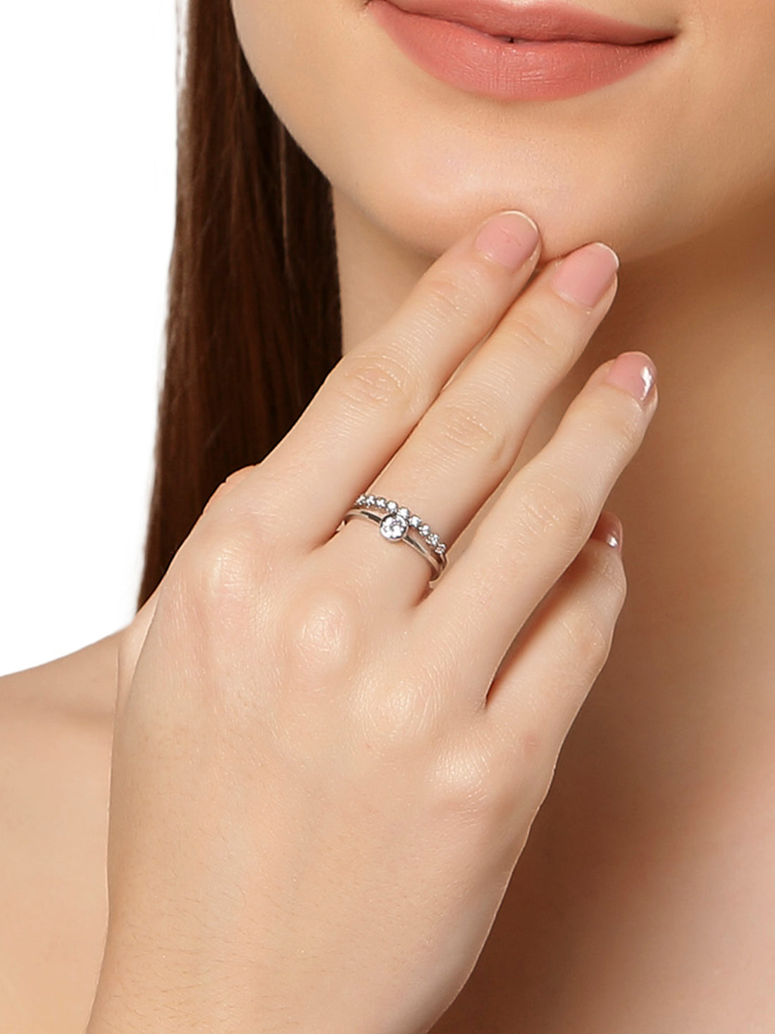 Platinum Plated Elegant Adjustable Ring