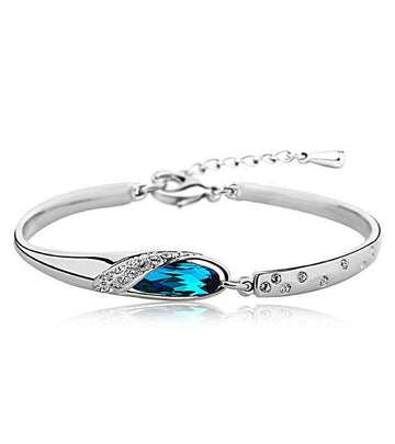 Karatcart Platinum Plated Blue Crystal Bracelet for Girls