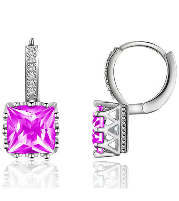 Karatcart Platinum Plated Austrian Crystal Purple Work Wear Earrings