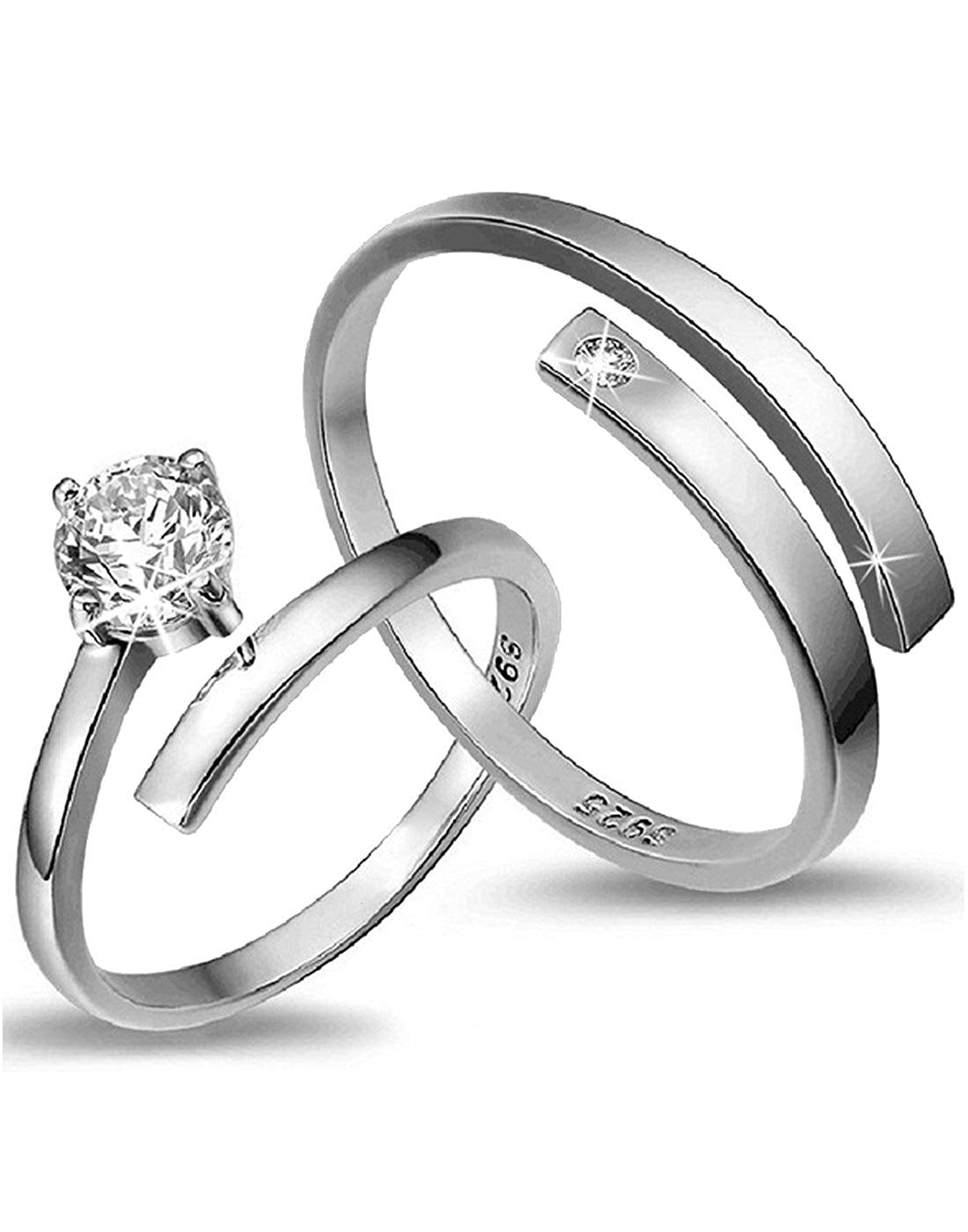 Valentine Gift by Karatcart Platinum Plated Elegant Classic Crystal Couple Ring for Women