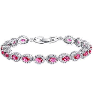 Karatcart Platinum Plated Pink Premium Crystal Bracelet