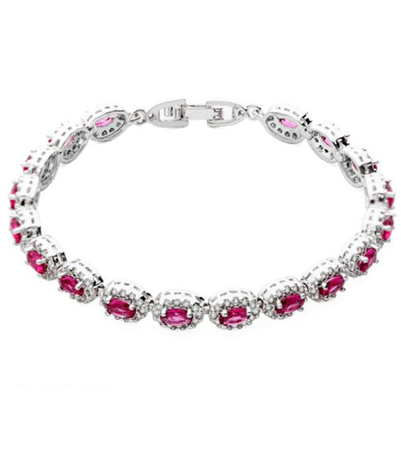 Karatcart Platinum Plated Pink Premium Crystal Bracelet