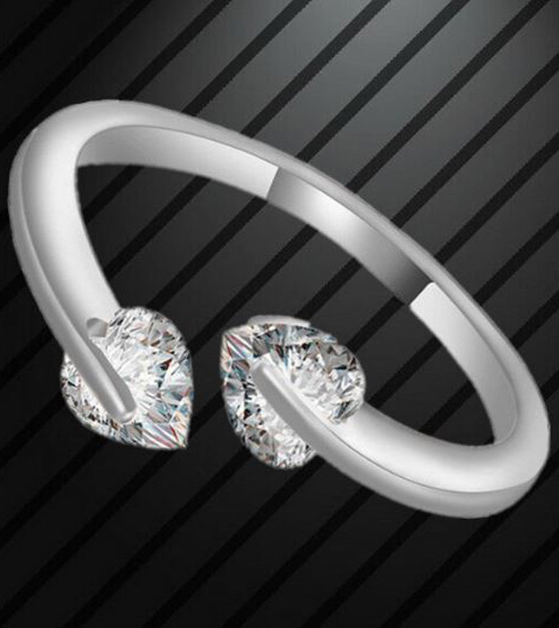 Karatcart Platinum Plated  Trendy Elegant Austrian Crystal Heart Cut Adjustable Ring