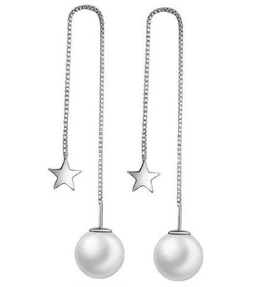 Karatcart Platinum Plated Austrian Crystal Unique Dangler White Pearl Drop Earrings