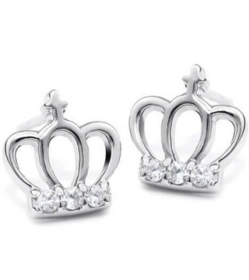 Platinum Plated Austrian Crystal Crown Workwear Earrings