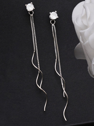 Silver Toned Designer Drop Earring