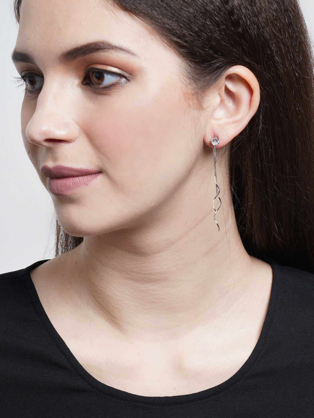 Silver Toned Designer Drop Earring