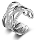 Karatcart Platinum Plated Austrian Crystal Elegant Adjustable Ring  By Karatcart.com