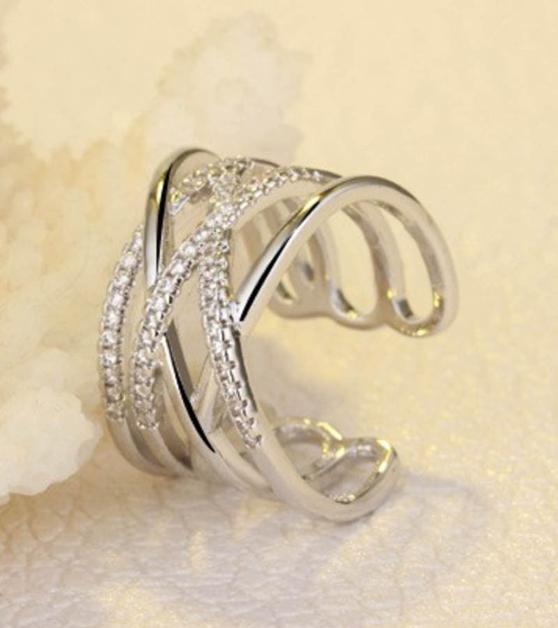Karatcart Platinum Plated Austrian Crystal Elegant Adjustable Ring  By Karatcart.com