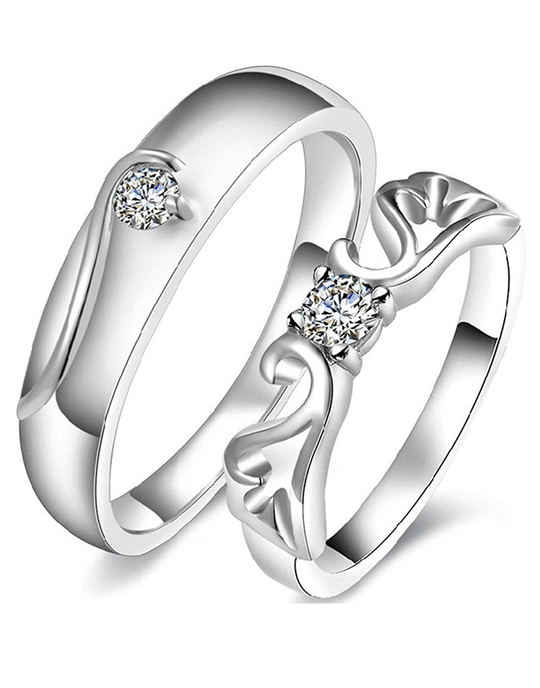 Valentine Gift by Karatcart Platinum Plated Elegant Classic Crystal Couple Ring for Women