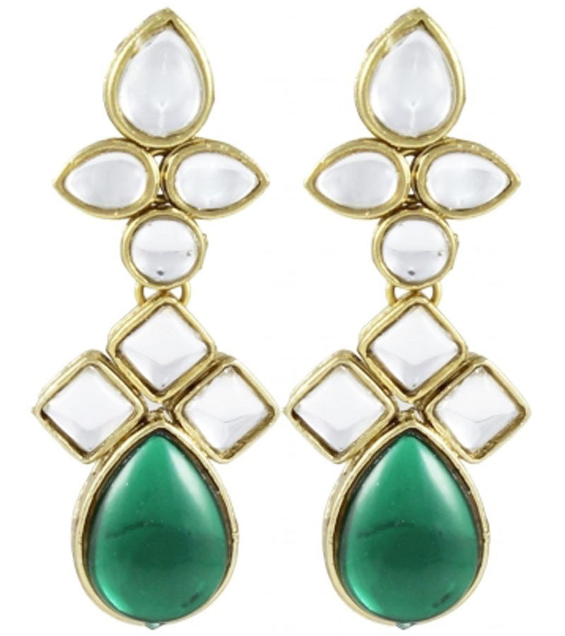 Karatcart Ethnic Kundan 14K Yellow Gold Plated Alloy Drop Earring - Image 1