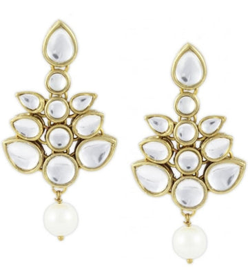 Karatcart Ethnic Kundan 14K Yellow Gold Plated Alloy Drop Earring