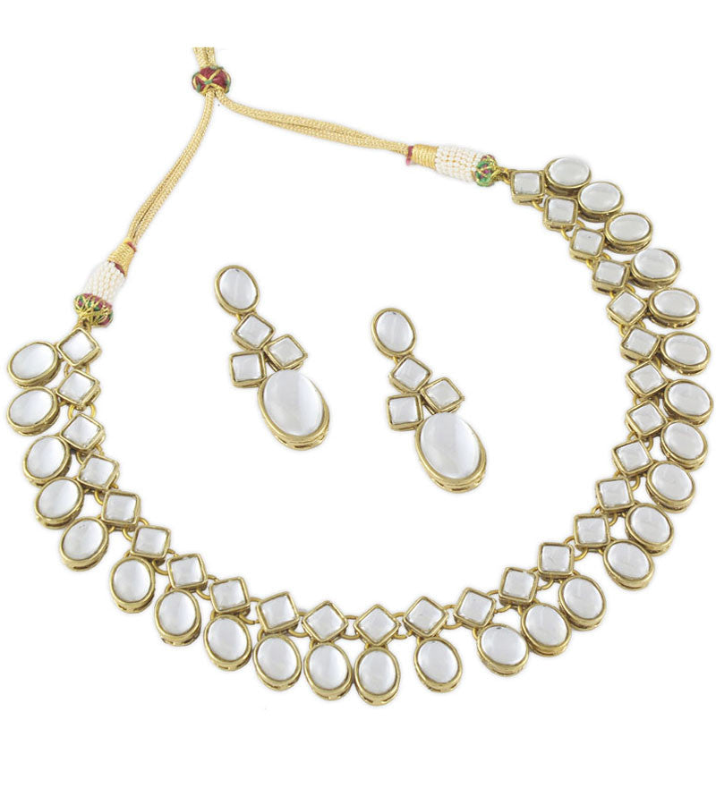 Square Oval Kundan Set