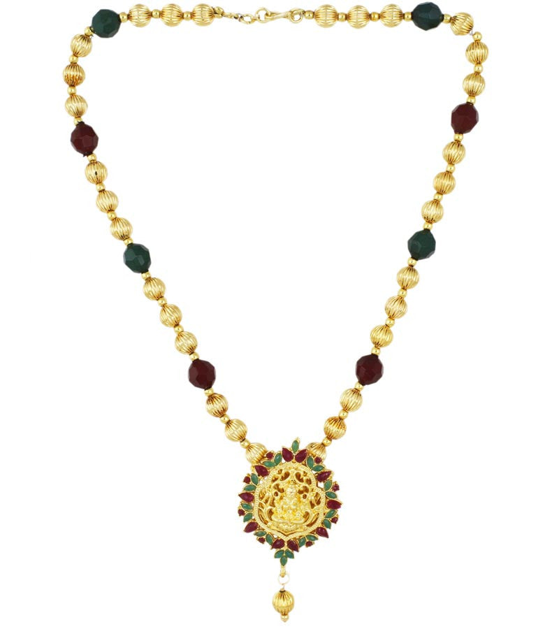 Karatcart 22K Goldplated Red and Green Traditional Necklace by Karatcart