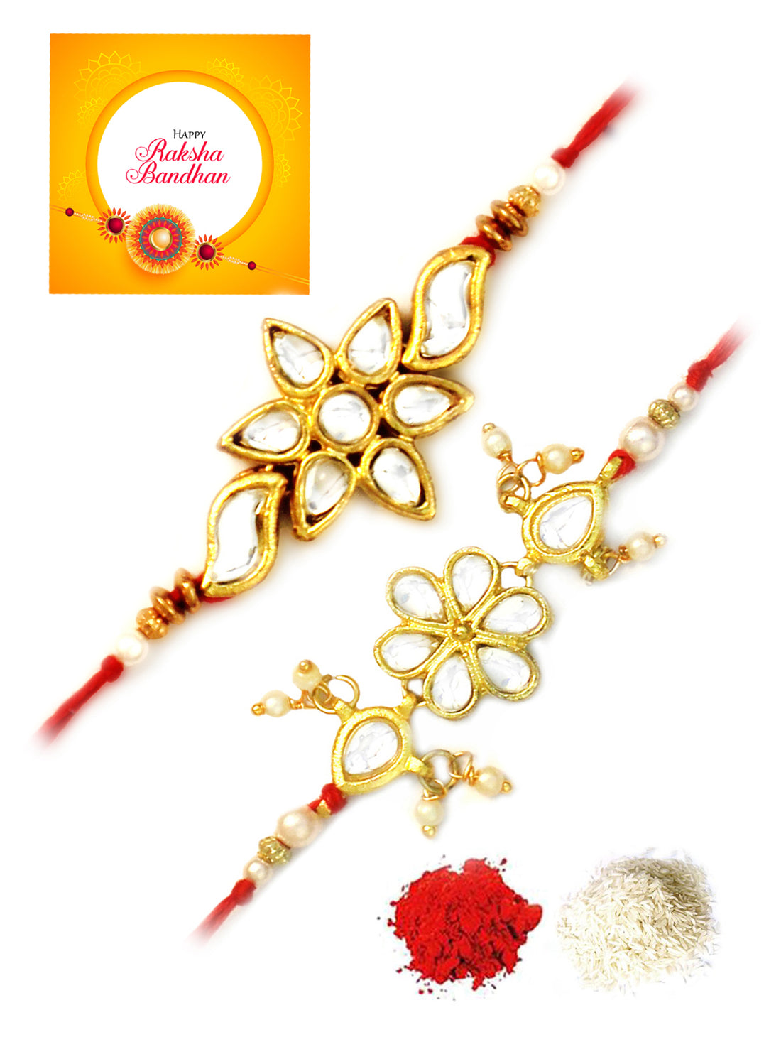 Karatcart Gold-Plated Kundan Rakhi Set of 2