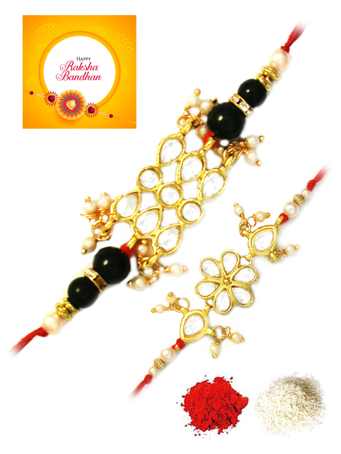 Karatcart Gold-Plated Kundan Rakhi Set of 2