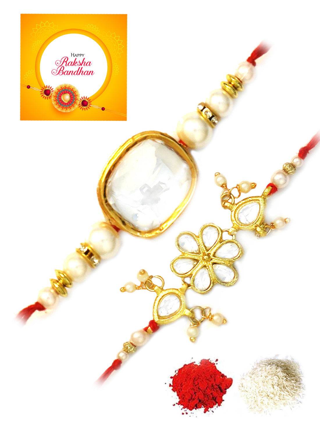 Karatcart Gold-Plated Kundan Rakhi Set of 2