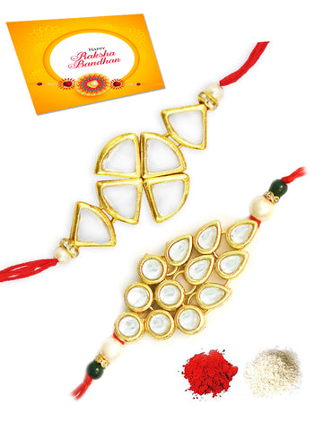 Karatcart Gold-Plated Kundan Rakhi Set of 2