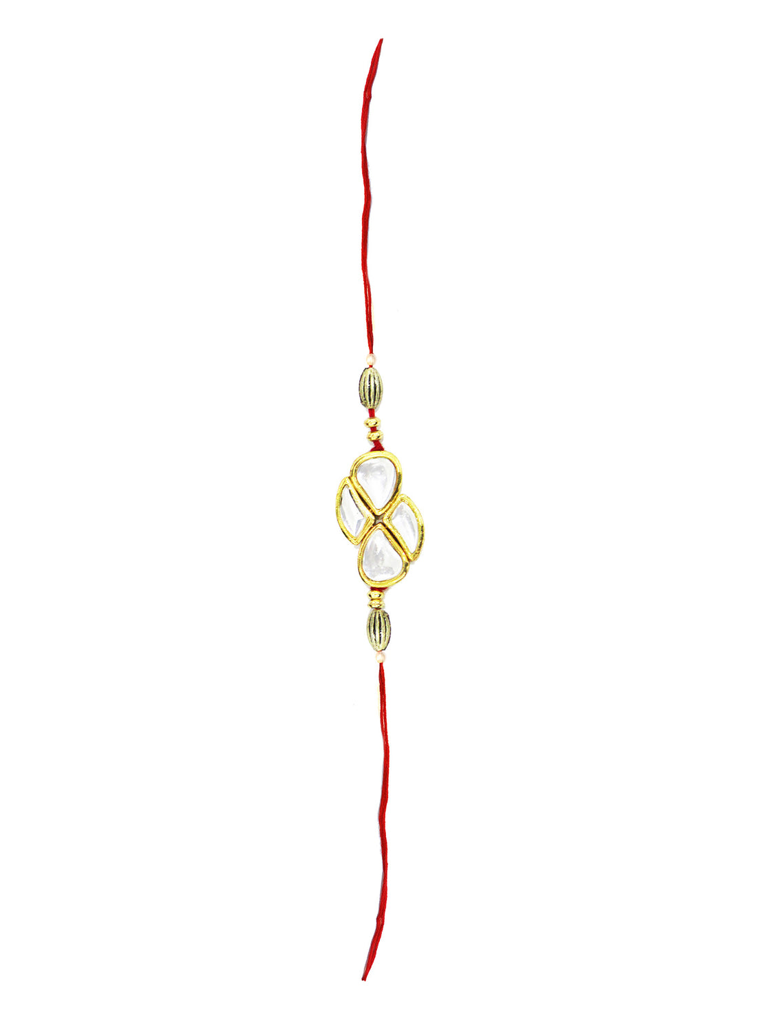 Set of 2 Gold Plated Handmade Kundan Bhaiya Bhabhi Rakhi Combo