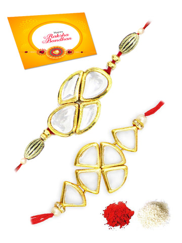 Karatcart Gold-Plated Kundan Rakhi Set of 2