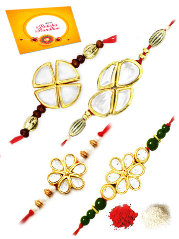 Karatcart Gold-Plated Kundan Rakhi Set of 4