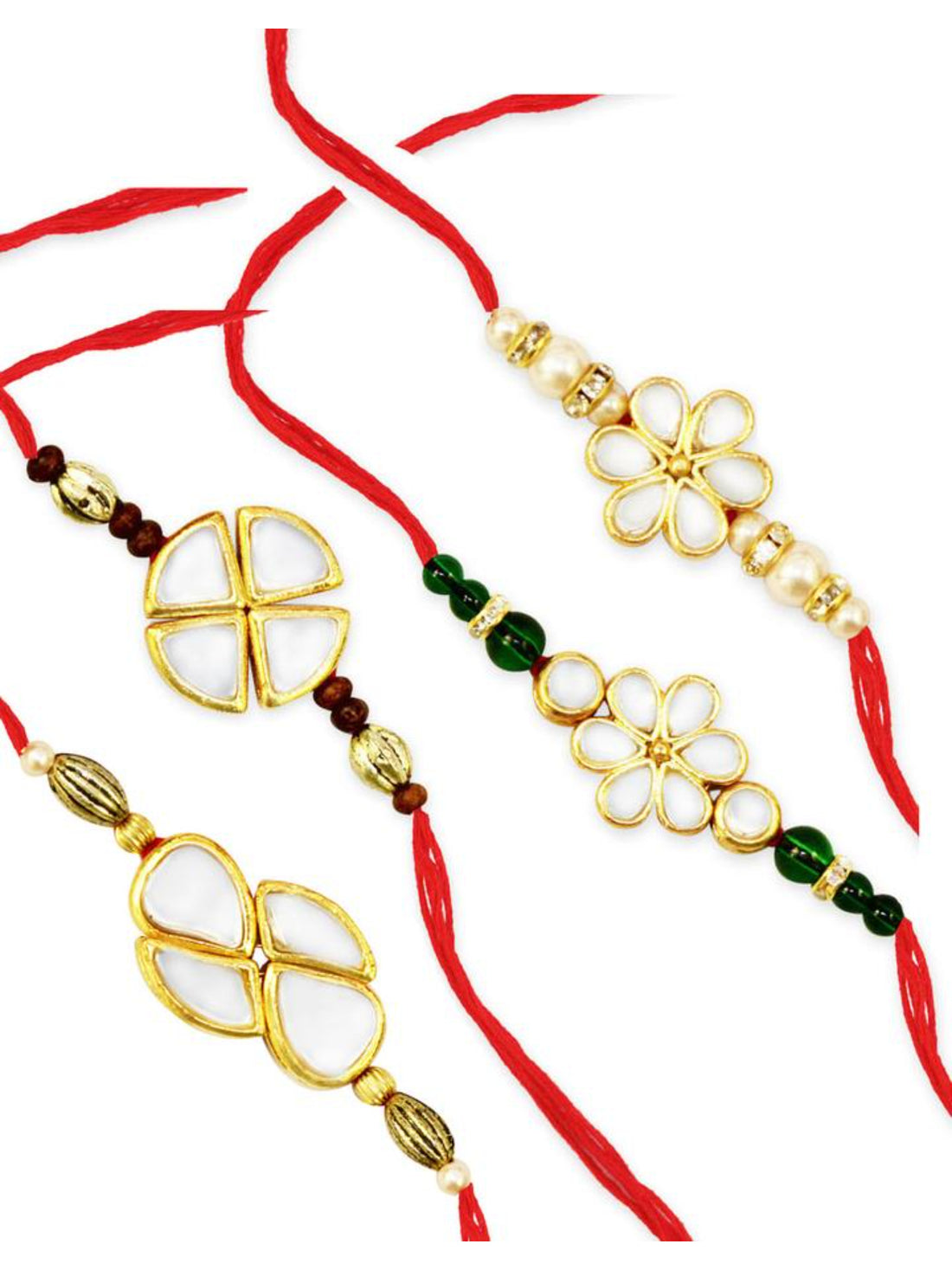 Karatcart Gold-Plated Kundan Rakhi Set of 4