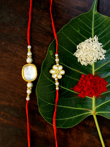 Karatcart Gold-Plated Kundan Rakhi Set of 2