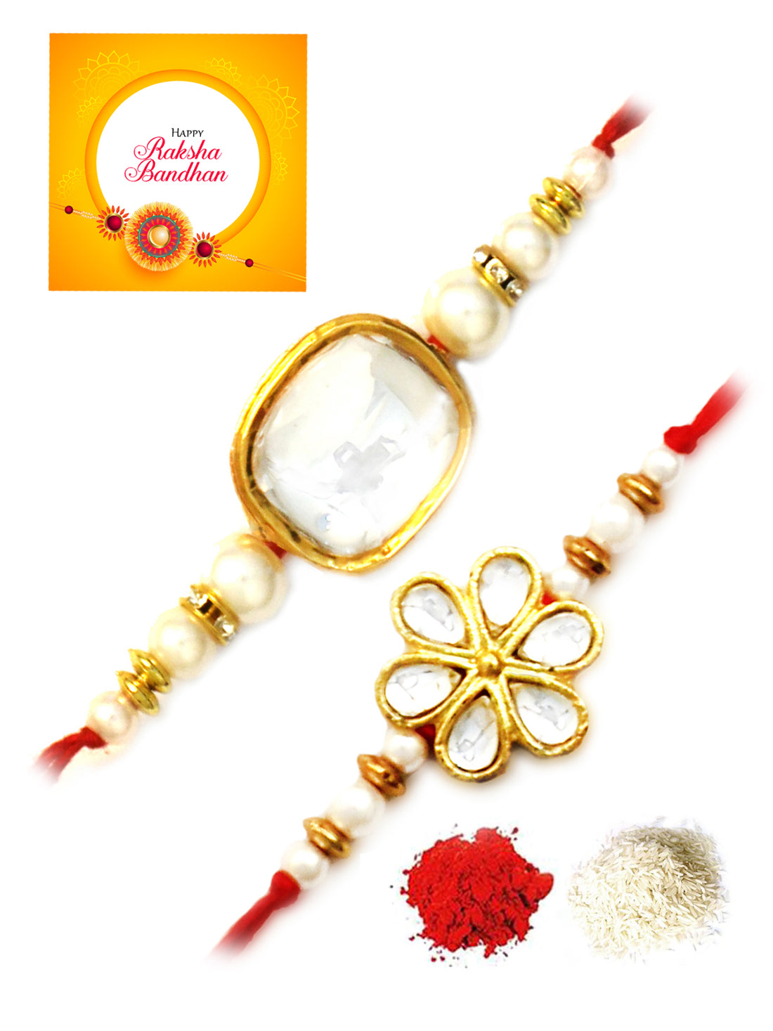 Karatcart Gold-Plated Kundan Rakhi Set of 2