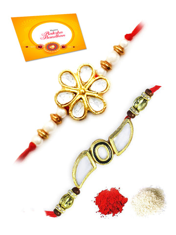 Karatcart Gold-Plated Kundan Rakhi Set of 2