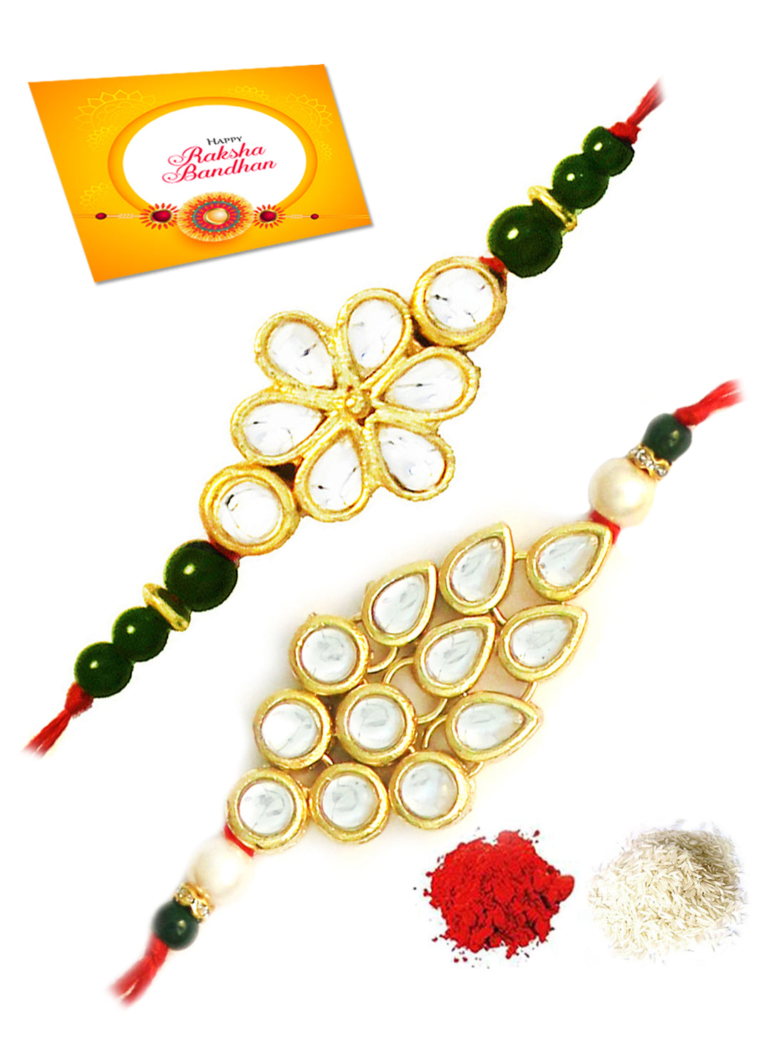 Karatcart Gold-Plated Kundan Rakhi Set of 2