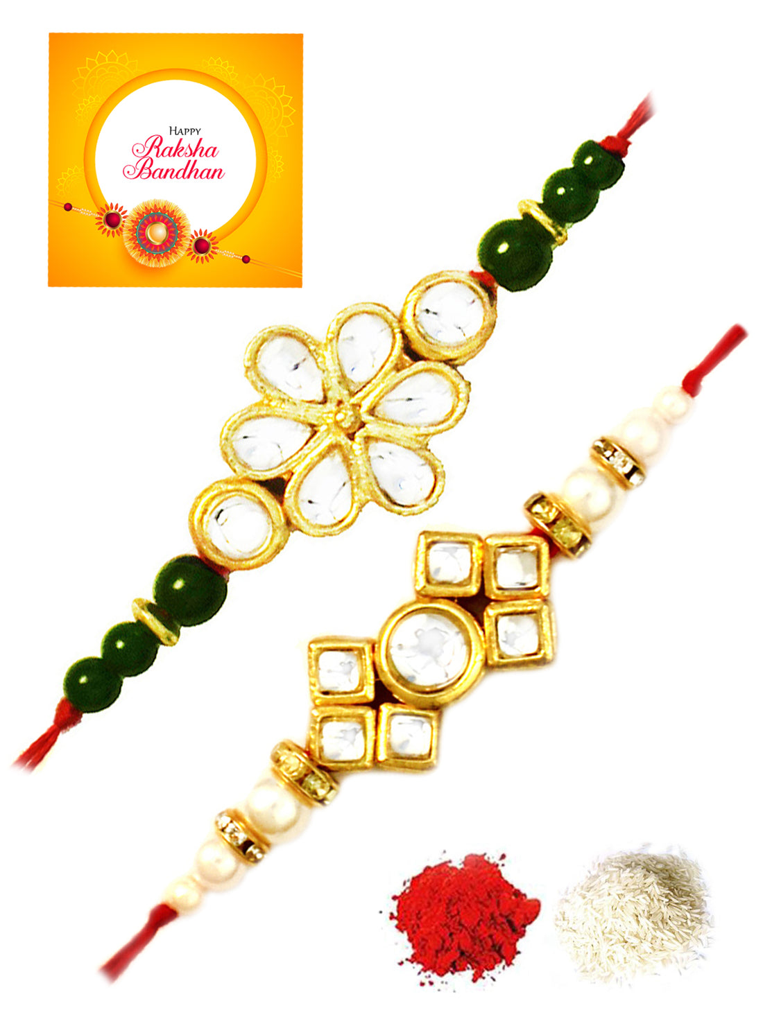 Karatcart Gold-Plated Kundan Rakhi Set of 2