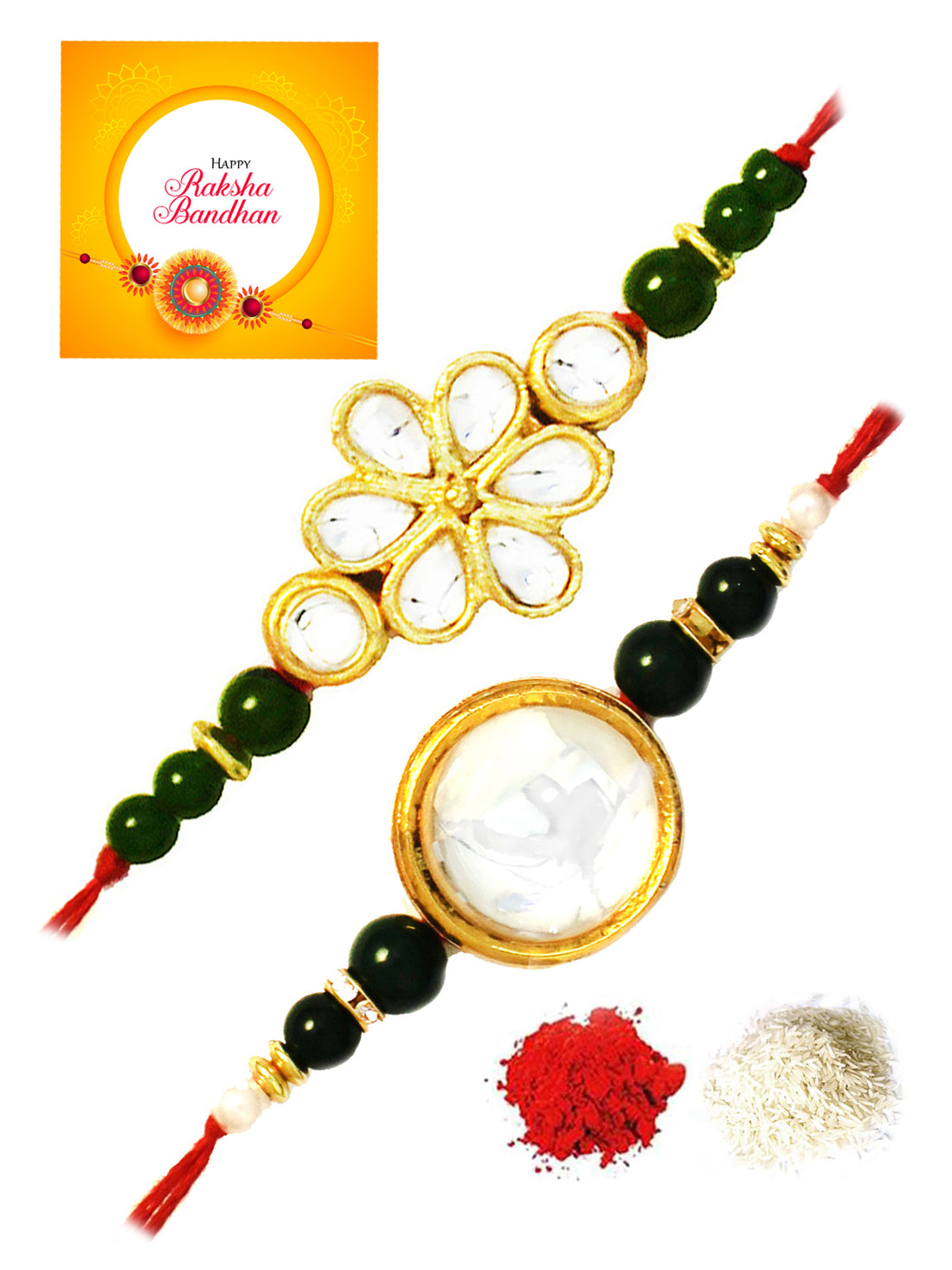 Karatcart Gold-Plated Kundan Rakhi Set of 2