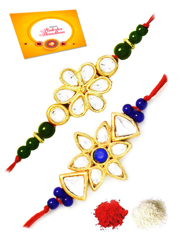 Karatcart Gold-Plated Kundan Rakhi Set of 2