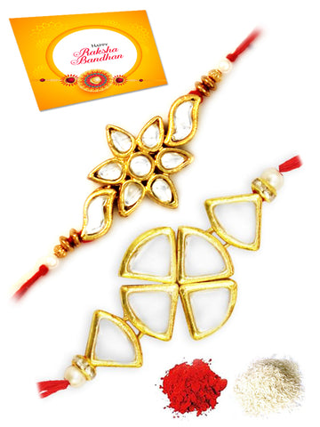 Karatcart Gold-Plated Kundan Rakhi Set of 2