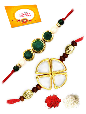 Karatcart Gold-Plated Kundan Rakhi Set of 2