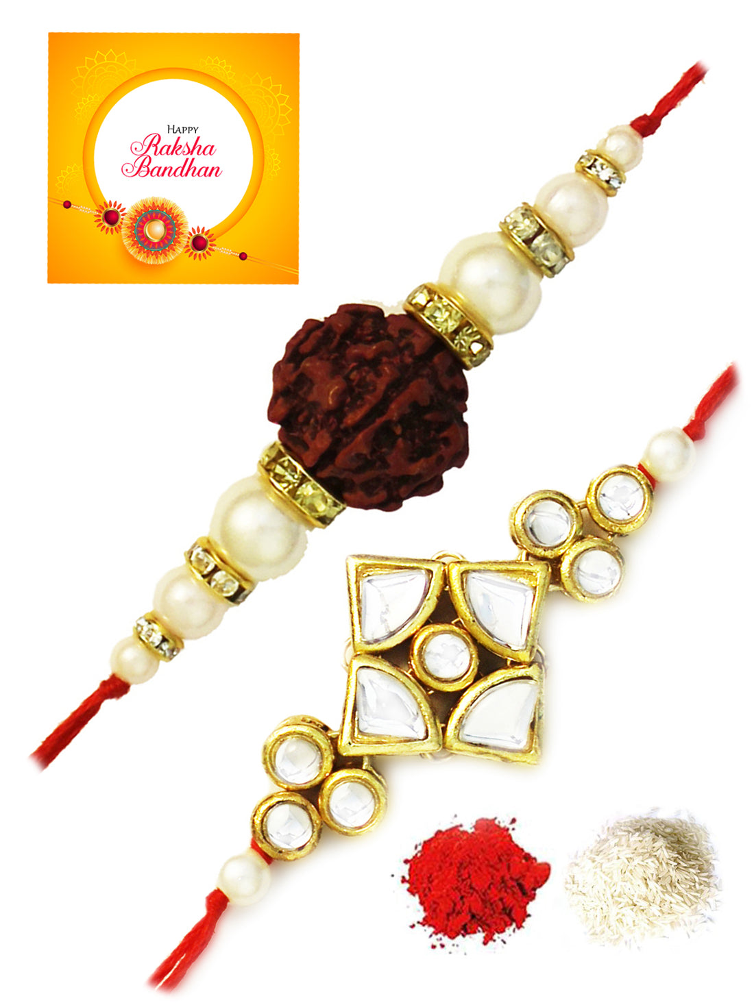 Karatcart Gold-Plated Kundan Rakhi Set of 2