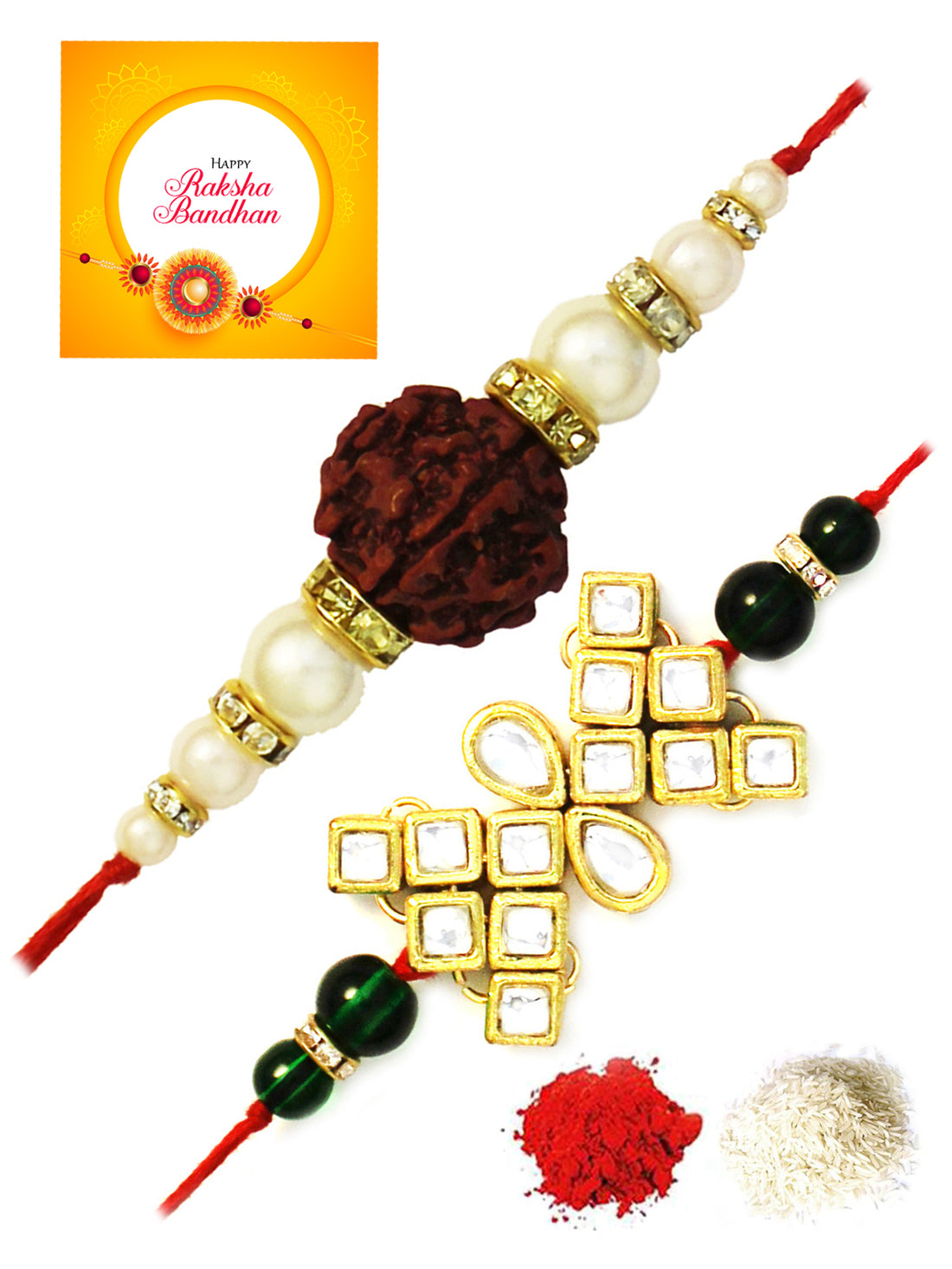 Karatcart Gold-Plated Kundan Rakhi Set of 2